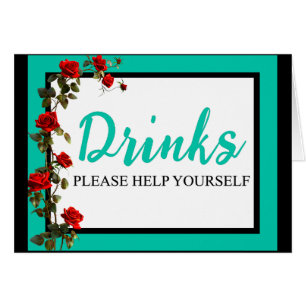 Tarjeta de bebidas de cráneo de azucar de rosas ve