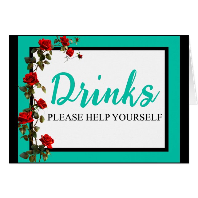 Tarjeta de bebidas de cráneo de azucar de rosas ve (Anverso (Horizontal))