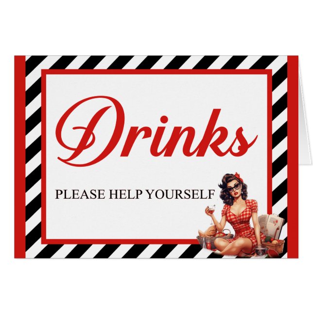 Tarjeta de bebidas para Fiesta de retiro de pinup  (Anverso (Horizontal))