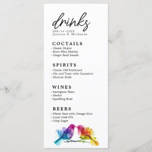 🌈 Tarjeta de bebidas Rainbow Lovebirds Collection