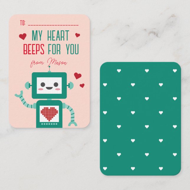 Tarjeta de Beeps Robot, El día de San Valentín de  (Anverso / Reverso)