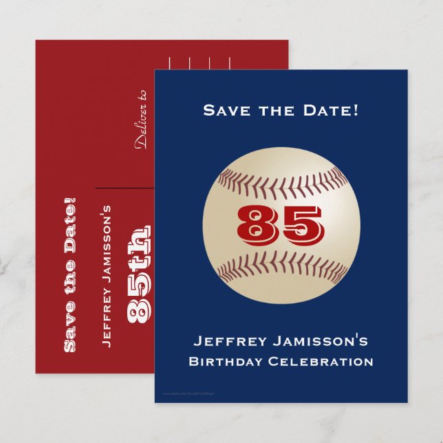 Tarjeta de béisbol de cumpleaños 85 "Guarde la fec (Anverso / Reverso)