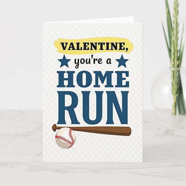 Tarjeta de béisbol de Valentine Home Run (Anverso)