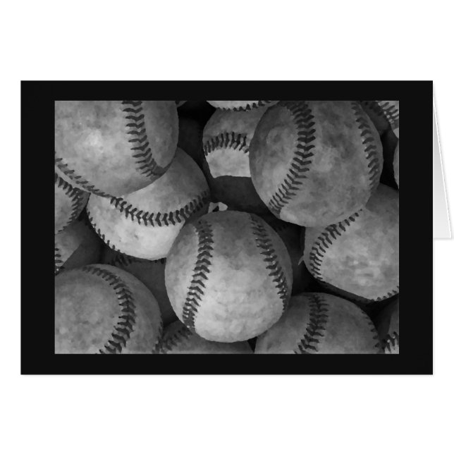 Tarjeta de béisbol negra, gris y blanco (Anverso (Horizontal))