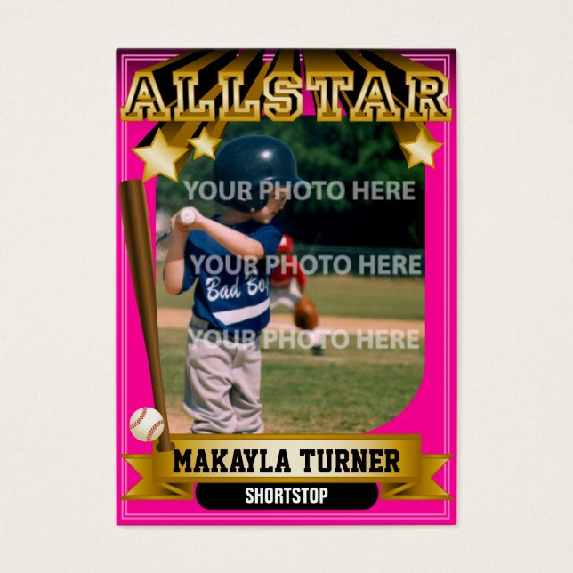 Tarjeta de béisbol Personalizado rosa ALLSTAR (Frente)