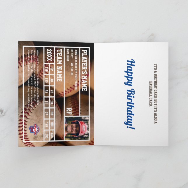 Tarjeta de Béisbol Tarjeta de Cumpleaños con Estad (Interior)