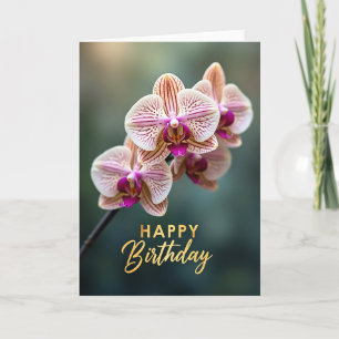Tarjeta de belleza de orquídea rayada