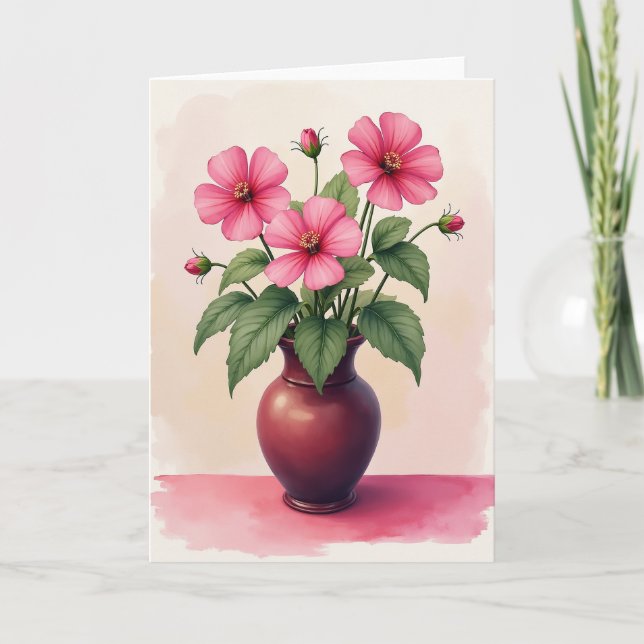 Tarjeta de belleza floral a rayas (Anverso)