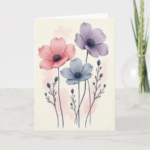 Tarjeta de belleza floral en acuarela