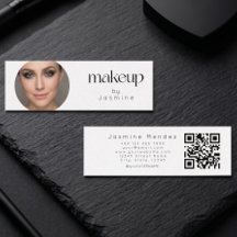 Tarjeta de belleza profesional MUA foto Qr blanca 