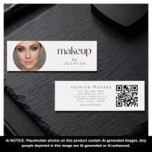 Tarjeta de belleza profesional MUA foto Qr blanca 
