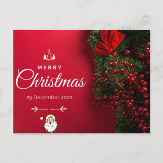 Tarjeta de belleza roja y Navidades Minimalistas