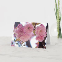 Tarjeta de Bendición de Cumpleaños de Flores Rosad