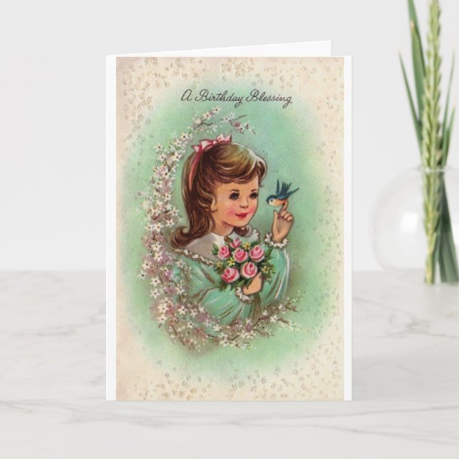 Tarjeta de Bendición de Cumpleaños Vintage (Anverso)