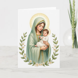 Tarjeta de Bendición de Madre e Hijo