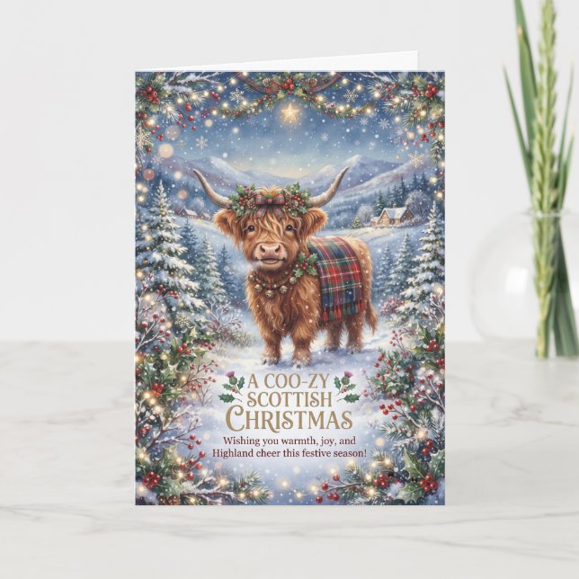 Tarjeta de bendición de Navidad de vaca de las Tie (Anverso)
