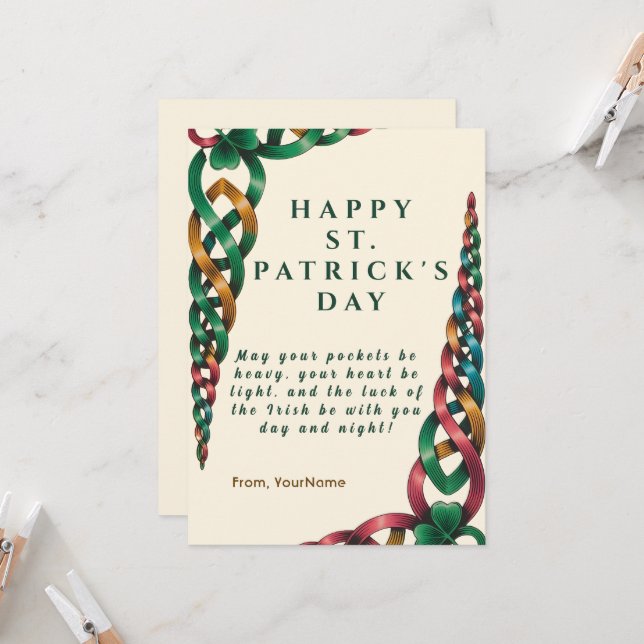 Tarjeta de bendición de nudo celta irlandés de San (Anverso/Reverso In Situ)