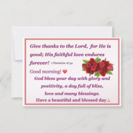 Tarjeta de bendición de rosas rojas por la mañana