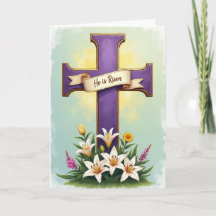 Tarjeta de Bendición Floral de Cruz Regia