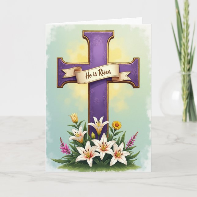Tarjeta de Bendición Floral de Cruz Regia (Anverso)