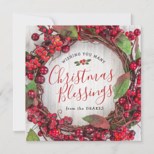 Tarjeta de bendición para navidades con Holly Wrea