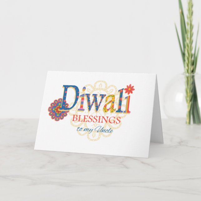 Tarjeta de bendiciones de Diwali para el tío con R (Anverso)