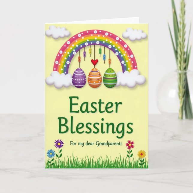 Tarjeta de bendiciones de Pascua arcoíris (Anverso)