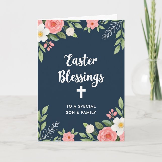 Tarjeta de bendiciones de Pascua con acuarela fals (Anverso)