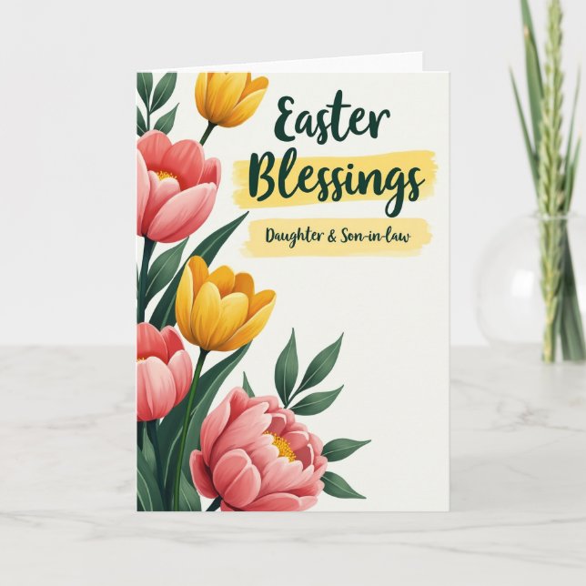 Tarjeta de bendiciones de Pascua de estilo acuarel (Anverso)