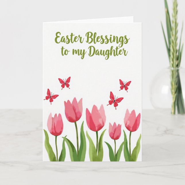 Tarjeta de Bendiciones de Pascua de Mariposa Roja (Anverso)