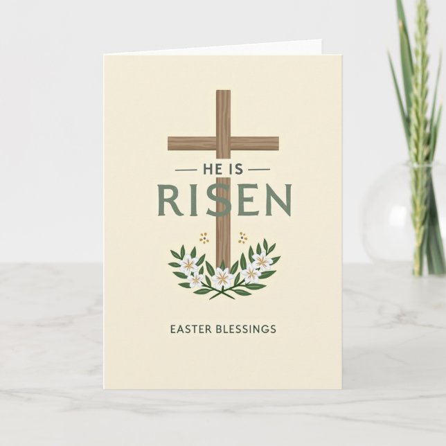 Tarjeta de Bendiciones de Pascua Él ha Resucitado (Anverso)
