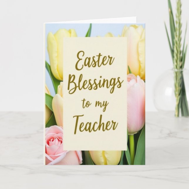 Tarjeta de Bendiciones de Pascua para Maestros (Anverso)