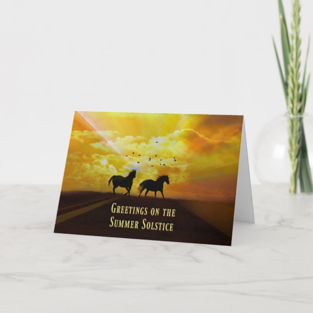 Tarjeta de bendiciones del solsticio de verano con (Anverso)