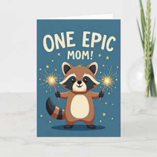Tarjeta de bengala de mapache de mamá épica