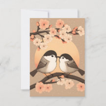 Tarjeta de Besado de Aves de Chickadee