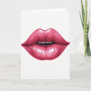 Tarjeta de beso de labios rosados simples