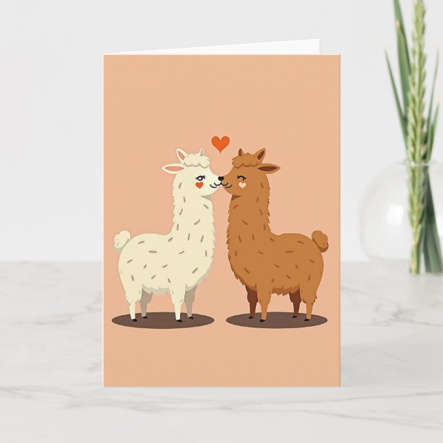 Tarjeta de beso de llama minimalista (Anverso)