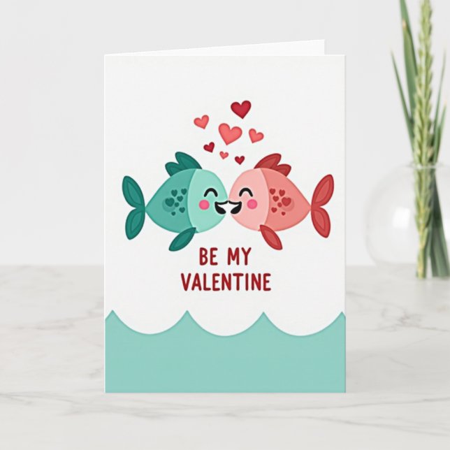 Tarjeta de beso de pez dulce San Valentín (Anverso)