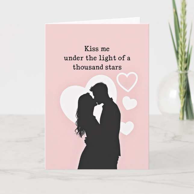 Tarjeta de Beso Romántico Bajo Las Estrellas (Anverso)