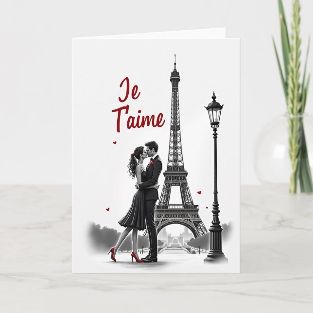 Tarjeta de Beso Romántico en París (Anverso)