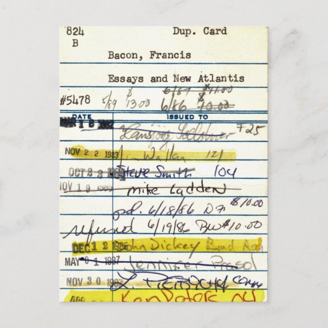 Tarjeta de biblioteca 5478 Essay y el nuevo Atlant (Anverso)