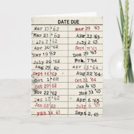 Tarjeta de biblioteca antigua para cumpleaños