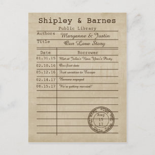 Tarjeta de biblioteca antigua para guardar la fech
