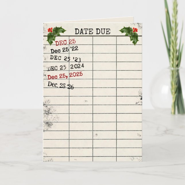 Tarjeta de biblioteca de Navidad para 2026 (Anverso)