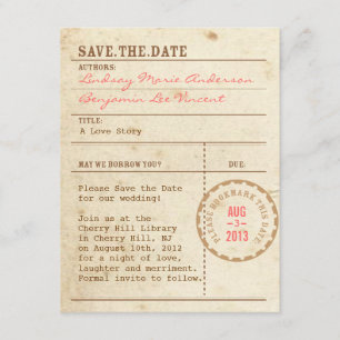 Tarjeta de biblioteca Guardar la fecha