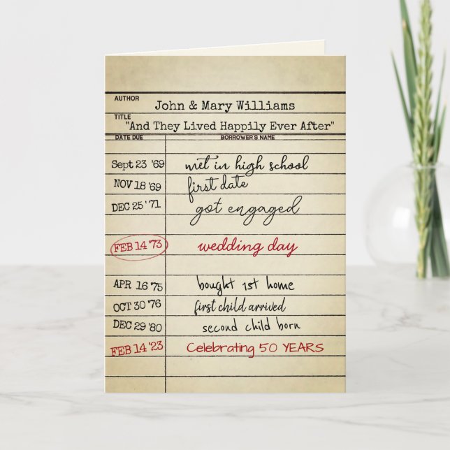 Tarjeta de biblioteca Retro 50 años (Anverso)