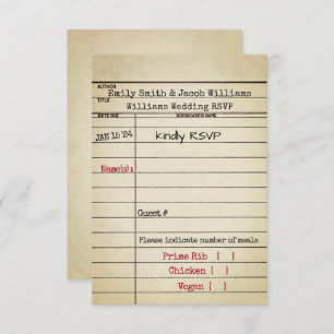 Tarjeta de biblioteca retro Boda RSVP