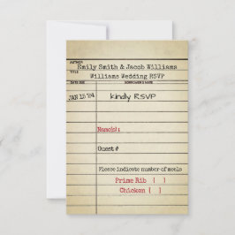 Tarjeta de biblioteca retro Boda RSVP