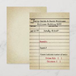 Tarjeta de biblioteca retro Boda RSVP
