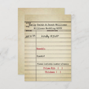 Tarjeta de biblioteca retro Boda RSVP